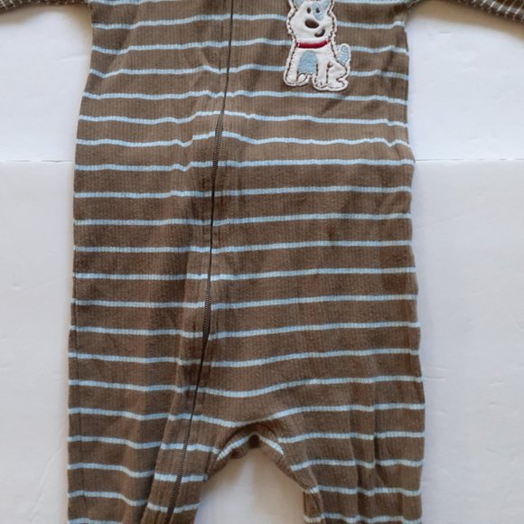 Carter's Boys Pajamas Footed Dog Lightweight Zip Cotton Size 18 Months Brown - Picture 3 of 12